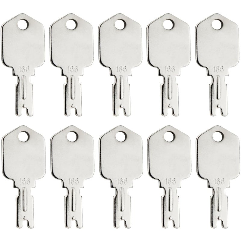 Tecreddy 166 Forklift Ignition Key for Hyster Generic Clark Yale Komatsu Gradall Gehl Crown Cat Daewoo Heavy Equipment Keys, 10-Pack - Image 1
